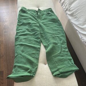 Zara Wide Leg Green Pants Relaxed Fit